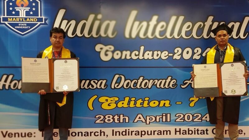 अमेरिका की मेरीलैंड यूनिवर्सिटी ने हर्ष पाण्डेय को PhD और डॉ पुष्पराज को D.Litt.की मानद उपाधि से सम्मानित किया…